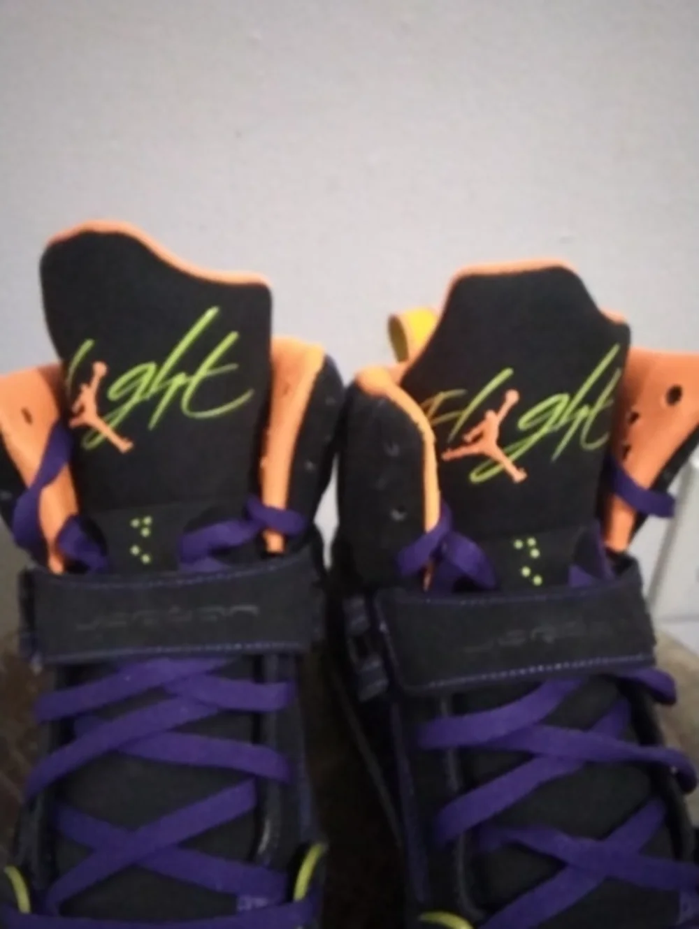 Jordan Flight 45 High Premium GS in Purple, Black and Orange Sz 7Y